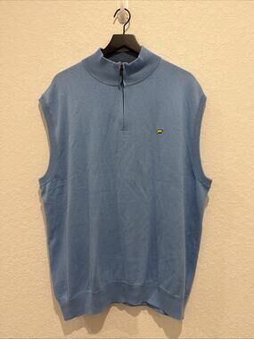 Jack Nicklaus Golf Sleeveless Sweater Blue Quarter Zip Size Xxl